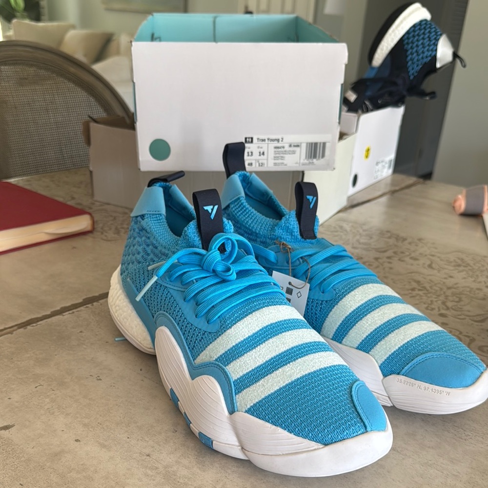 Blue and White Athletic Sneakers